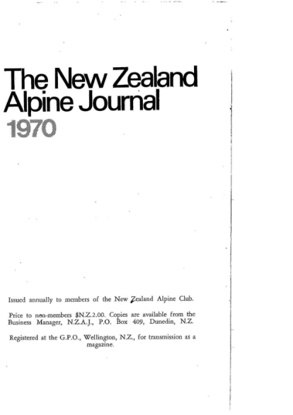 New Zealand Alpine Journal 1970 Vol 23 No 2 cover